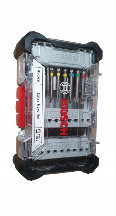 Set bitash Bosch 2607017727, 43 copë, me kuti plastike, gri