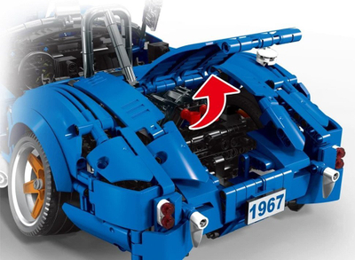 Set ndërtimi teknik Sports Car Cobra 427 ZA5307, 1816 pjesë, blu me portokalli