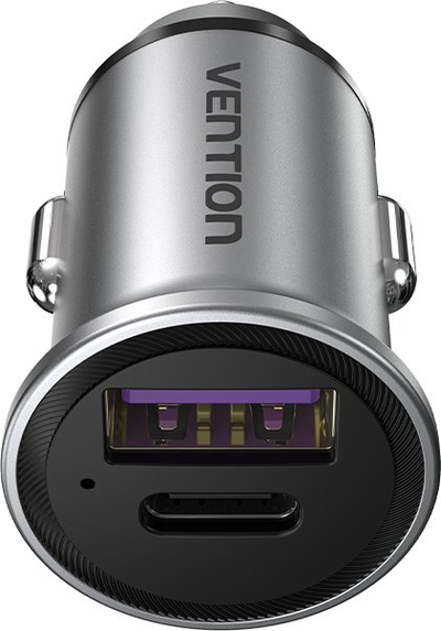 Karikues makine Vention Two Port USB A C, 60W, karikim i shpejt, gri