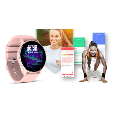 Smartwatch Giewont GW120-1, mat rrahjet e zemrës, i papërshkueshëm nga uji IP67, rozë gold
