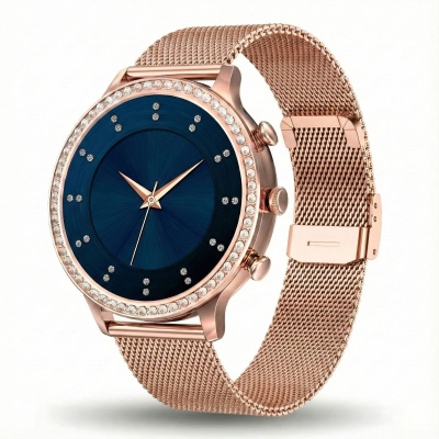 Smartwatch Gravity GT5-7 Women, rrip silikoni dhe mesh, rozë gold