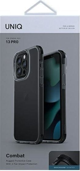 Maskë mbrojtëse PanzerGlass UNIQ Combat për iPhone 13 Pro, ShockSorb, e zezë karbon