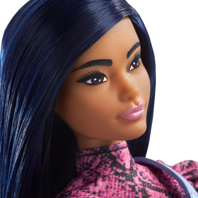 Kukull Barbie Fashionistas 143 GXY99, me fustan snakeskin, me aksesorë, rozë