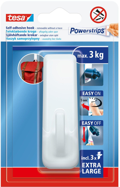 Kapëse vetëngjitëse Tesa Powerstrips Hooks XL, drejtkëndëshe, e bardhë