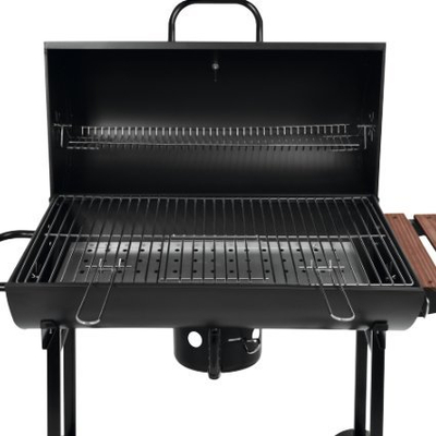 Grill qymyri pa markë, me kapak, sipërfaqe 71x34.5 cm, i zi