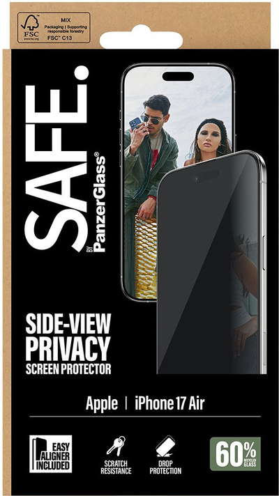 Mbrojtës ekrani PanzerGlass SAFE Privacy, për iPhone Air, Ultra Wide Fit, transparent