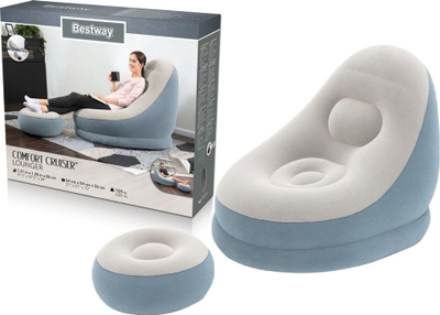 Karrige ajri Bestway Comfort Cruiser me tabure, 122 x 94 x 81 cm, gri blu