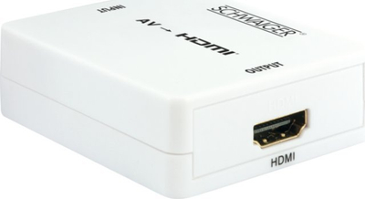 Konvertues videosh Schwaiger HDMRCA01 513, AV në HDMI, rregullues sinjali, i bardhë