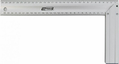 Shkumës këndor alumini AWTools AW29814, 400 mm, shkallë milimetrike, argjent
