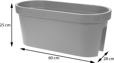 Vazo ballkoni ProGarden Balcony, 60x25 cm, plastike, gri