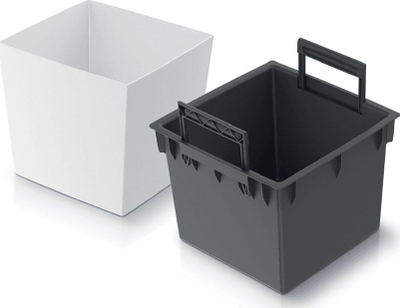 Vazo dekorative Prosperplast URBI SQUARE LOW, 30cm, plastike, e bardhë