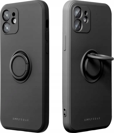 Футрола Roar Futera Amber за iPhone 15 Pro, TPU, со прстен 360°, црна мат