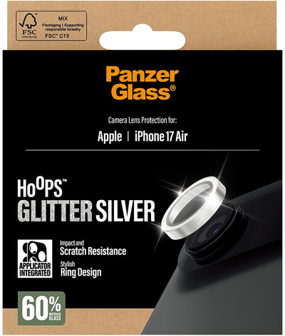 Mbrojtës kamere PanzerGlass Hoops, për iPhone Air, glitter argjendi