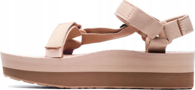 Sandale Teva Flatform Universal për goca, me platformë të lartë, me rripa prej materiali tekstil, bezhë