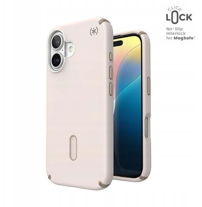 Футрола Speck Presidio2 Pro MagSafe ClickLock за iPhone 16, soft touch, Bleached Bone Heirloom Gold