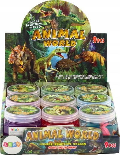Plastelinë modeluese Lean Toys Animal World, 150g, 9 ngjyra, set me dinosaurë