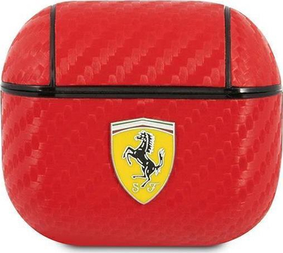 Mbulesë Ferrari FESA3CARE për AirPods 3, karbon PU, e kuqe