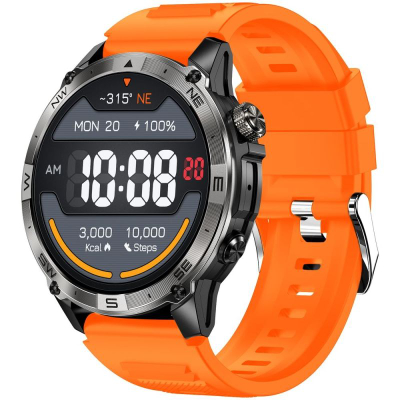 Smartwatch Gravity GT46-4, 1.43" AMOLED, thirrje me Bluetooth, portokalli me të zi