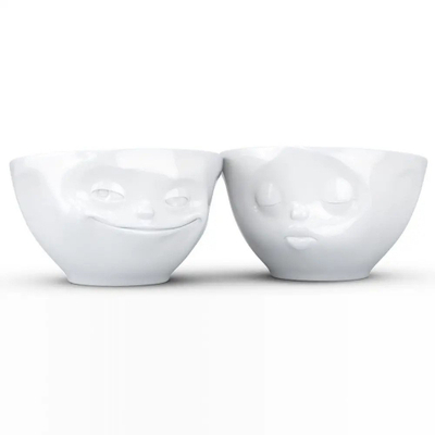 Set tasa porcelani FiftyEight Grinning Kissing, 200ml, 2 copë, të bardha