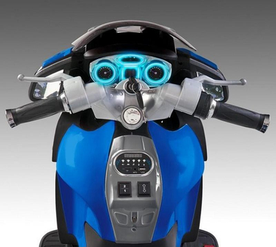 Motoçikletë elektrike për kalamaj Feber Police, 12V, me drita edhe zëra, blu