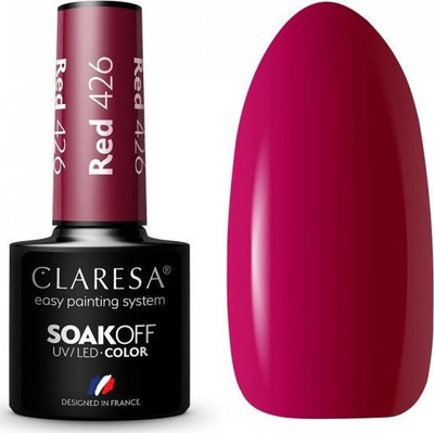 Llak xhel për thonj Claresa Soak Off, UV/LED, 5g, i kuq