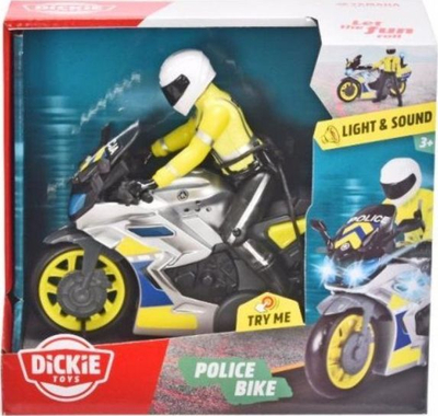 Lodër motorçikletë policore Dickie SOS Vehicle, 17 cm, me bateri, shumëngjyrëshe