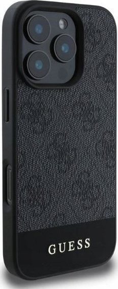 Kapak telefoni Guess PU 4G Stripe për iPhone 16 Pro Max, silikon, gri