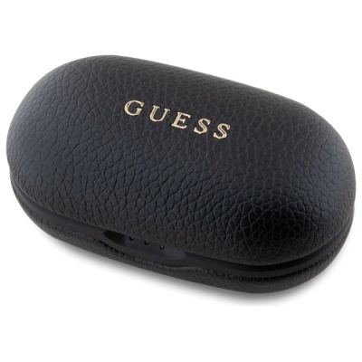 Kufje wireless Guess PU Grained ENC TWS, me kuti karikimi, të zeza