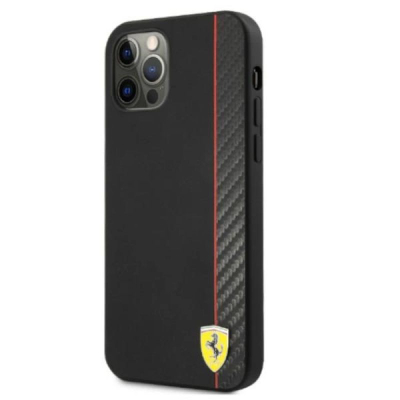 Kapak telefoni Ferrari On Track për iPhone 12 Pro Max, lëkurë, i zi