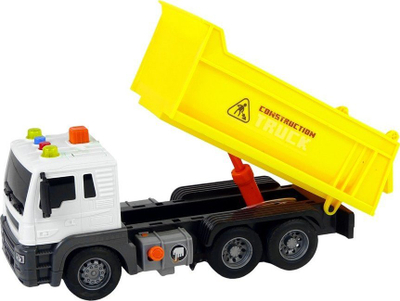 Kamion lodër LeanToys Tipper Truck 1:16, rimorkio që ngrihet, me drita edhe zë, i verdhë