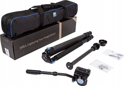 Stativ karboni Sirui R-3213X VH-10, set tripod video, ngjyrë e zezë