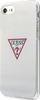 Kapak telefoni Guess Hard Case Triangle Logo, për iPhone SE 8 7, plastik, i bardhë me shkëlqim