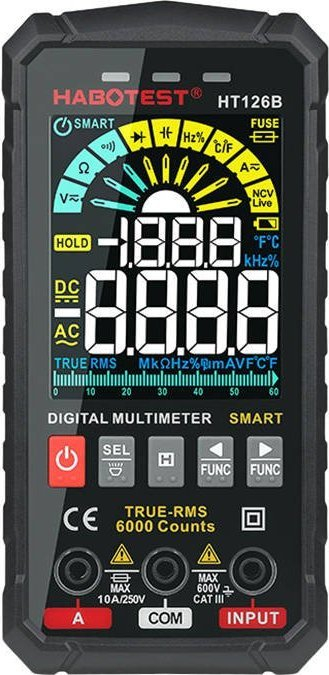Multimetër digjital Habotest HT126B, ekran me ngjyra, NDV, portokalli