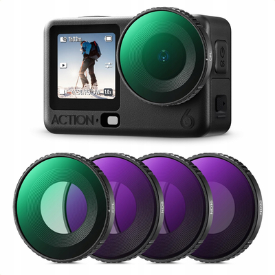 Set filtrash K&amp;F Concept për DJI Osmo Action 6, CPL ND8 ND16 ND32, i zi