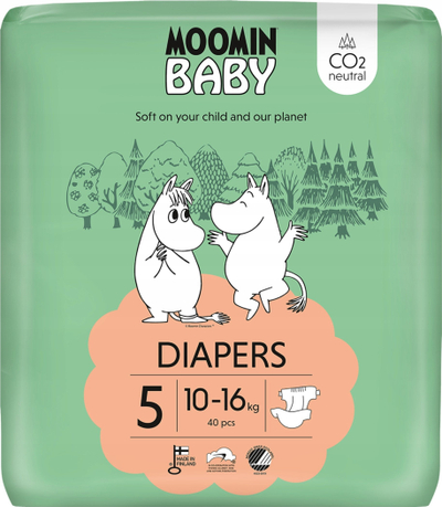 Pelenë bebe Moomin Baby, masa 5 10-16kg, 40 copë, e bardhë