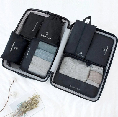 Set organizues për valixhe, 7 pjesë, material Oxford, rezistent ndaj ujit, shumëngjyrësh
