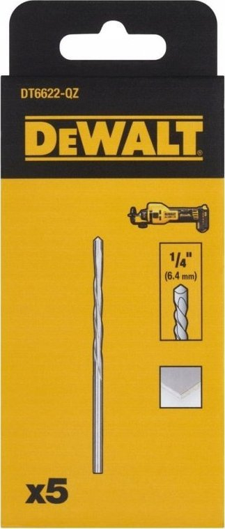 Frezë për gipskarton Dewalt DT6622, 6.4 mm, set me 5 copë, argjendt
