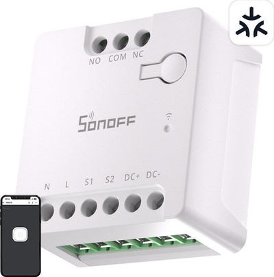 Паметен WiFi прекинувач Sonoff MINI D, сув контакт, Matter, AC DC, бел