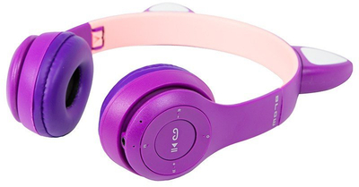 Bluetooth слушалки 32-827, BT 5.0, LED, со уши на маче, виолетови