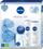 Set Nivea, Antipersiprant 150 ml + Xhel dushi për lëkurë 250 ml + Krem intensiv për lëkurë 30 ml + Krem sapun i ngurtë 100 g
