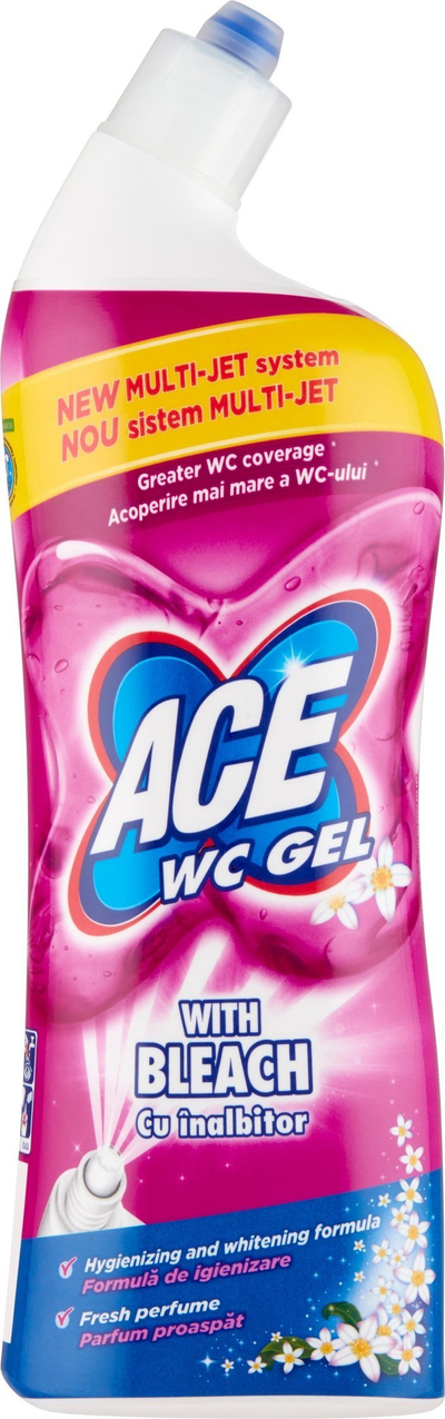 Xhel за WC Ace со изварувач, 700ml, избелувач, бел