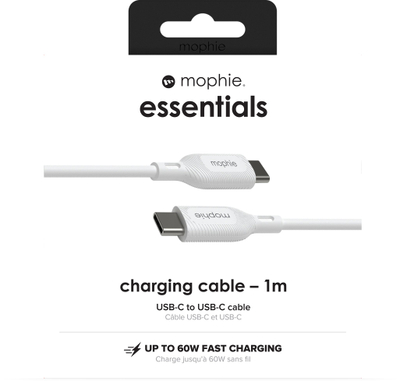 Кабел полнач Mophie Essentials, USB-C, 1m, 60W, бел