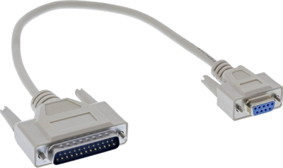 Kabllo serial InLine DB9F në DB25M, 0.33m, bezhë
