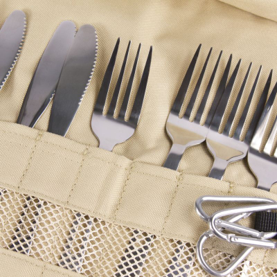 Set takëmesh kampingu Offlander OFF_CACC_27, çelik inox, me kuti tekstili, jeshil