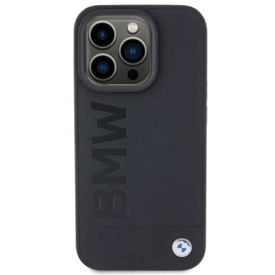 Mbulesë telefoni BMW Hot Stamp, për iPhone 15 Pro Max 6.7", lëkurë, e zezë