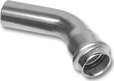 Fiting presi SANHA PRESS BEND 45°, inox, 15mm, ngjyrë argjendi