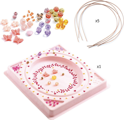 Set artizanal për diadema me rruaza DIY, 4 diadema, shumëngjyrësh