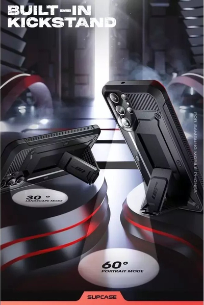 Kuti telefoni SUPCASE Unicorn Beetle Pro për Samsung Galaxy S23 Ultra, mbrojtje komplet, me kickstand dhe klips në rrip, ngjyrë e zezë