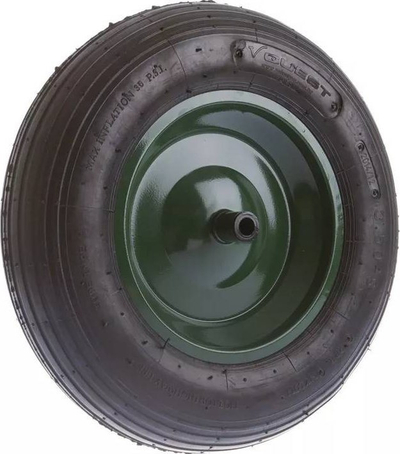 Rrotë me ajër Limex për karrocë dore, me bosht, me disk metalik, jeshile