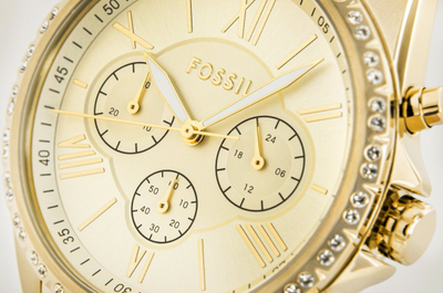 Рачен часовник Fossil Modern Courier, хронограф, 40mm, инокс челик златна боја